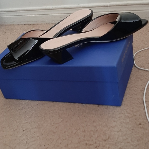 7.5 NEW black patent leather Stuart weitzman mules - Picture 2 of 6